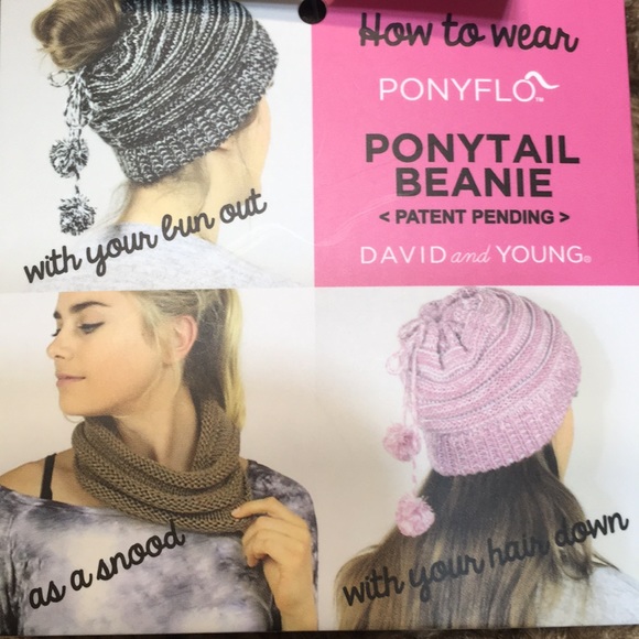 Tan winter hat D&Y ponyflo or snood NEW - Picture 4 of 13